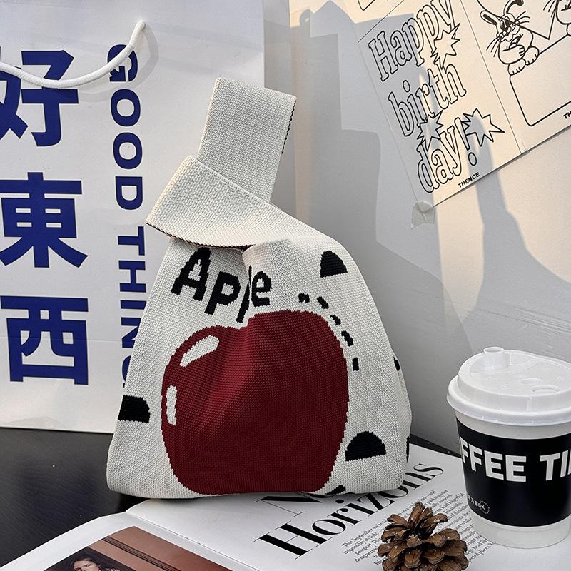 Merry Christmas Gift Bag Christmas Eve Apple Candy Bag Canvas Handbag Santa Claus Knitted Storage Bag Decor Holiday Gifts