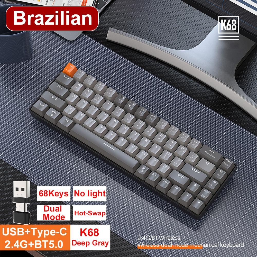 

Игровая механическая клавиатура K96 с красным зеленым валом, бразильская португальская беспроводная клавиатура 2.4G BT5.0 с возможностью горячей замены для ПК, геймер Green Axis