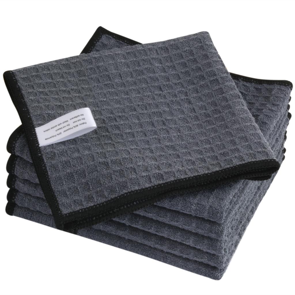 380gsm Thick Microfiber Waffle Weave Dish Drying Cloth Household Kitchen Glass Cleaning Cloth Tea Towels Set 13"x13" 6 Pack