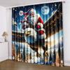 2pcs Set Christmas Reindeer & Santa Claus 3D Printed Curtains Rod Pocket Privacy Drapes for Bedroom Living Room Kitchen Office