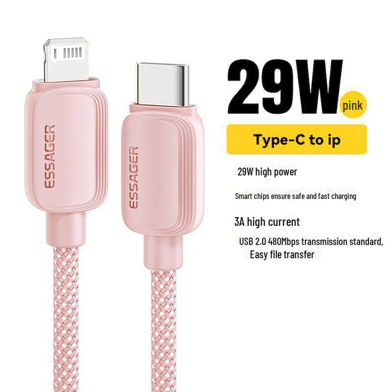 Cabo de Carregamento Rápido ESSAGER 29W Apple PD para iPhone 8-14 & iPad