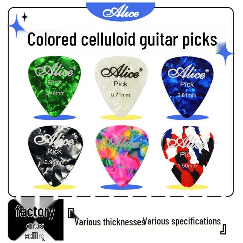 Alice Celluloid Guitar Picks, 100-Pack, 0.46mm-0.96mm