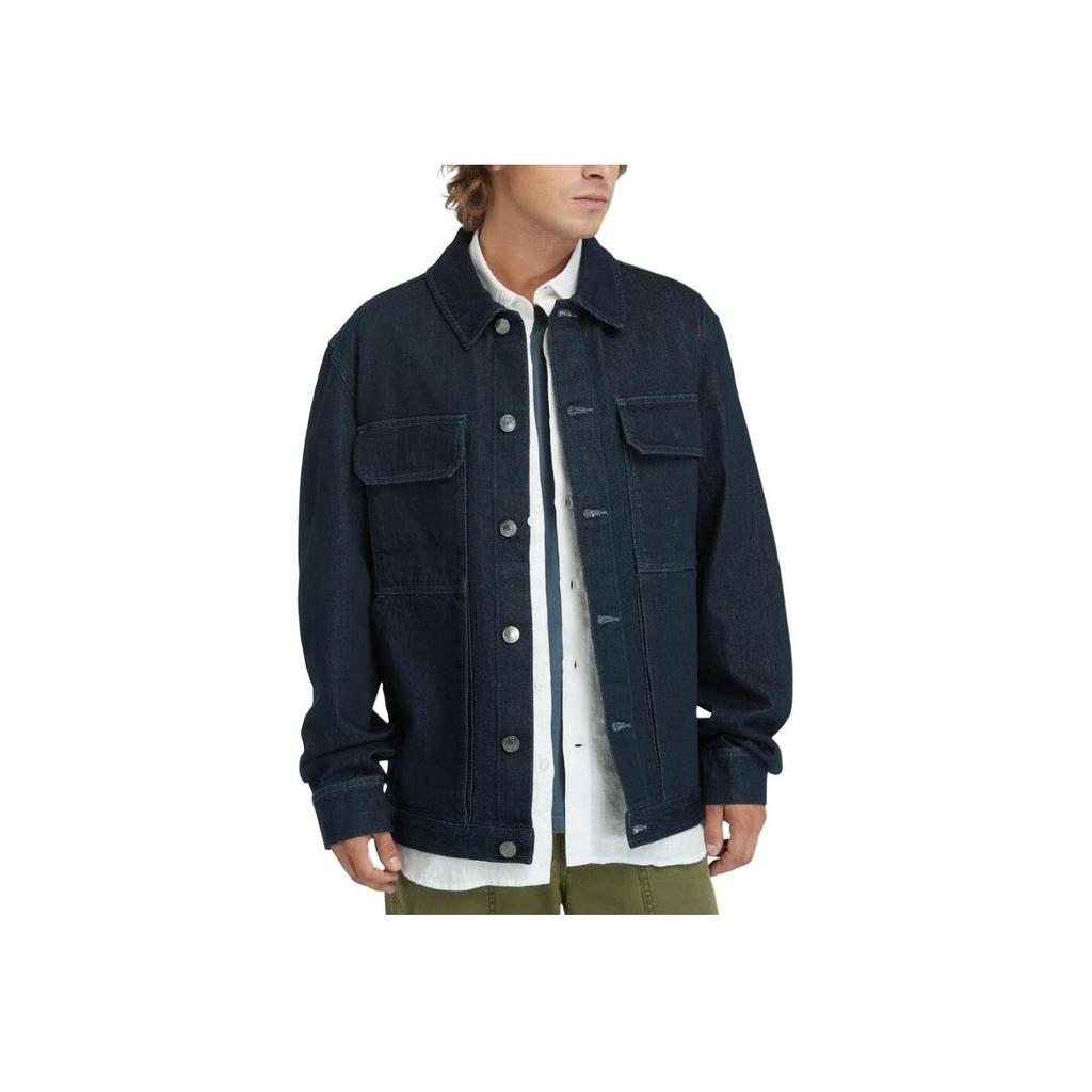 Timberland Single Button Comfortable Turn-Down Collar Long Sleeve Denim Jacket Men Jackets Navy-Blue A4285-H87