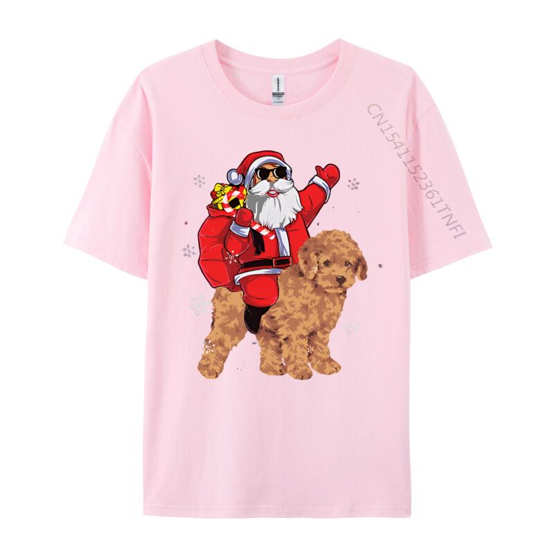 Santa Claus Ride Poodle Dog Christmas Tshirt Student TShirts Unisex Vintage Tee Shirts High Quality Xs Graphic T Shirts