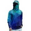 Men's Summer Gradient Color Geometry Quick-drying Long-sleeved T-shirt Sun Clothing Fishing Fitness Sports Hooded Long-sleeved Top