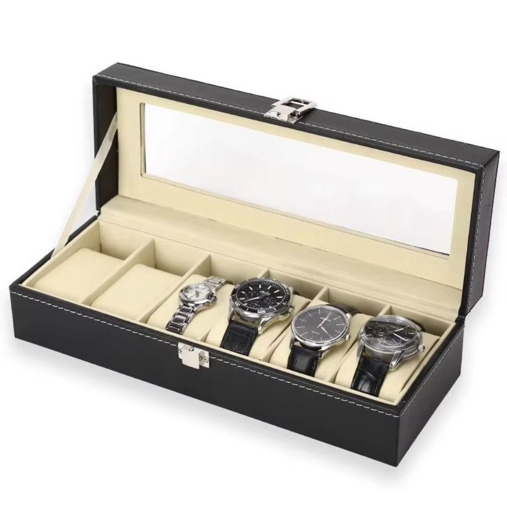Lockable Watch Storage Box 2/3/6/10/12 Grids Watch Display Box Fashion Jewelry Box  Gift
