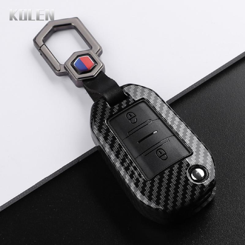 ABS Carbon Fiber Style Car Key Case Cover For Peugeot 208 308 T9 508 2008 3008 4008 For Citroen C4 For Opel Corsa Crossland X