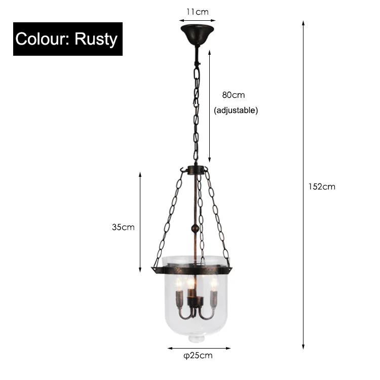 American Country Black/Rust Color Clear Glass Foyer Pendant Light Retro Dining Room Decoration Light D250MM/350MM