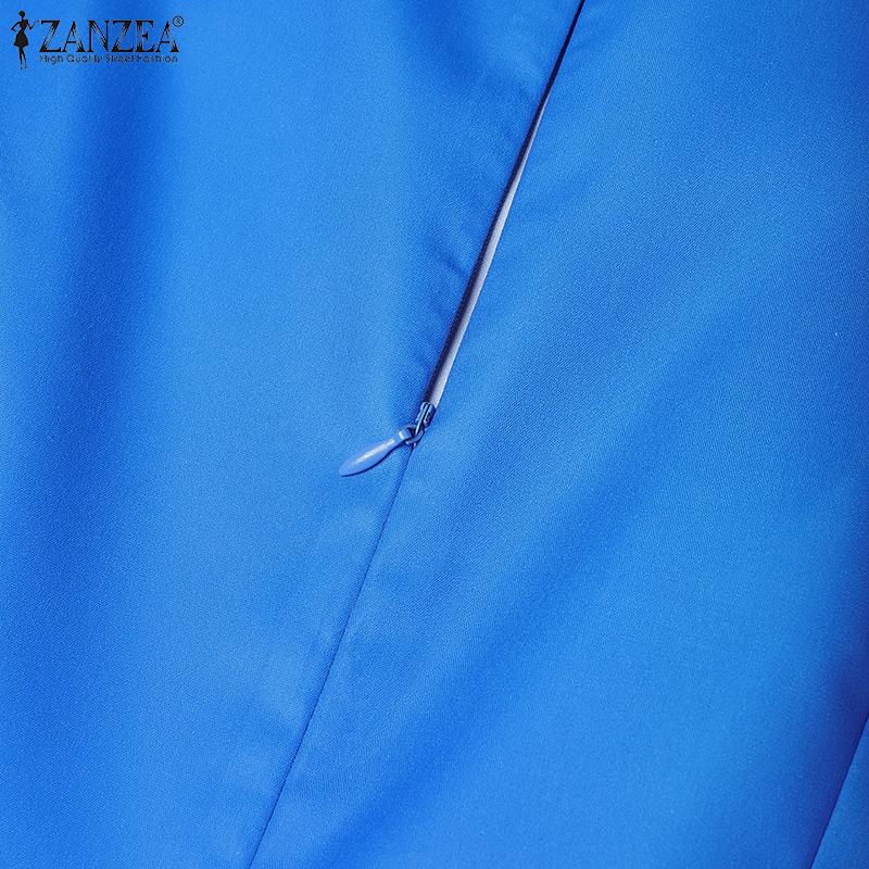 ZANZEA Rochie de vară cu mâneci scurte, lejer, cu gât rotund, imprimeu