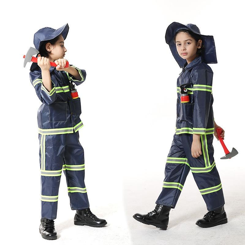 Halloween Fire Suit Children's Day Costume, Police Lawyer Pilot Doctor Worker Children Cosplay Suit