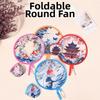 Japanese Oil Painting Portable Cooling Fan Polyester Round Handheld Fan  Campus Travel