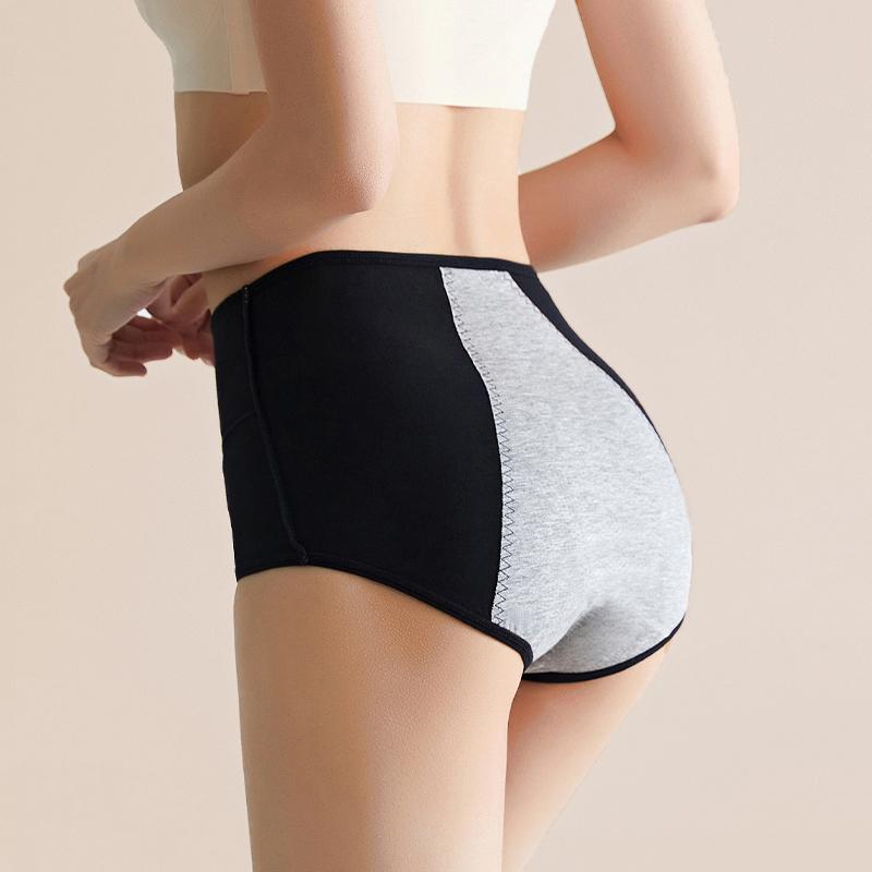 Baumwoll-Damenunterwäsche mit hohem Bund, auslaufsichere Menstruationshosen, breiter Perioden-Slip, physiologische Übergröße M-4XL, Damen-Slips