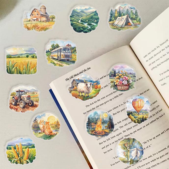 50pcs Rural Scenery Sticker Decoration Scrapbooking PET Aesthetic Korean Stationery School Supplies