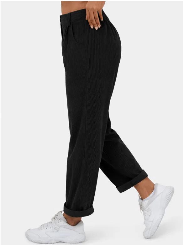 2026 Women's High Waist Casual Corduroy Pants - Solid Color, Loose Fit, Straight Leg