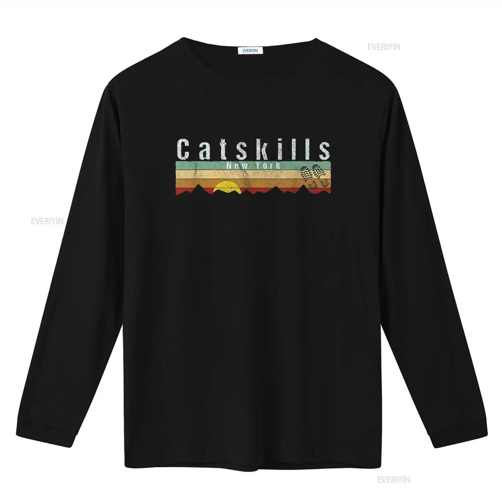 Womens Catskills Ny T Shirt Vintage Hiking Black 2XL Vintage Washed Soft Homme Stylish Unisex Stretched Slightly Versatile