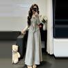 Korean Style Gray Knit Dress Set - Women's Autumn/Winter Long Skirt Two-Piece 2026 Collection