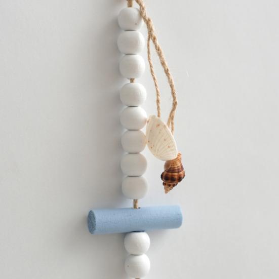 Ornamento da Spiaggia in Legno Boho con Perline e Corda di Canapa Decorazione da Appendere in Legno Rustico con Conchiglia e Nappa per Arredamento Casa Nautico Farmhouse
