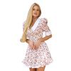 Women's V-neck printed dress Women's European and American summer new bubble sleeve short skirt Doll collar dress