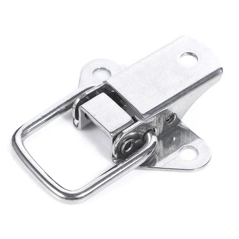 2pcs Spring Locking Latch Hasps Stainless Steel Suitcase Toggle Catch Clasp Box Loaded Hinges Furniture Hardware Accessories