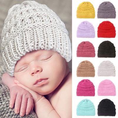 Babymütze, einfarbig, atmungsaktiv, weich, bequem, niedlich, warmhaltend, lässig, für Jungen und Mädchen, Herbst, warm, Outdoor, Strickmütze, Fotografie-Requisite