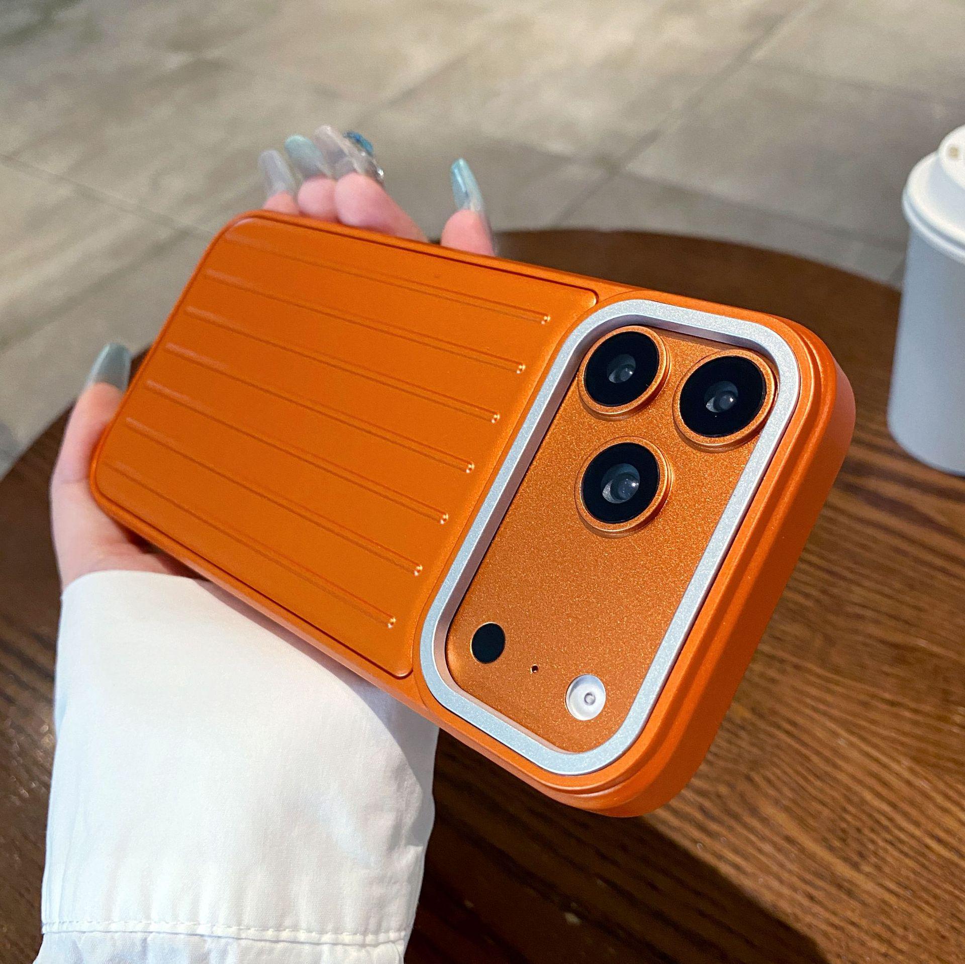 

Corrugated Anti-Sweat Full-Coverage Solid Color Case for iPhone 15/16 PM, Compatible with iPhone 17 PM. iPhone 17 оранжевый