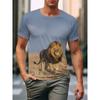 Men's 3D Lion Graphic Printed T-Shirt Casual Short Sleeve Crewneck Top Cool Savanna Animal King Wildlife Photography Tee Summer Streetwear Fashion