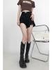 Women's High Waist Black Wide Leg Denim Shorts - Retro Raw Edge, Spring/Summer 2025