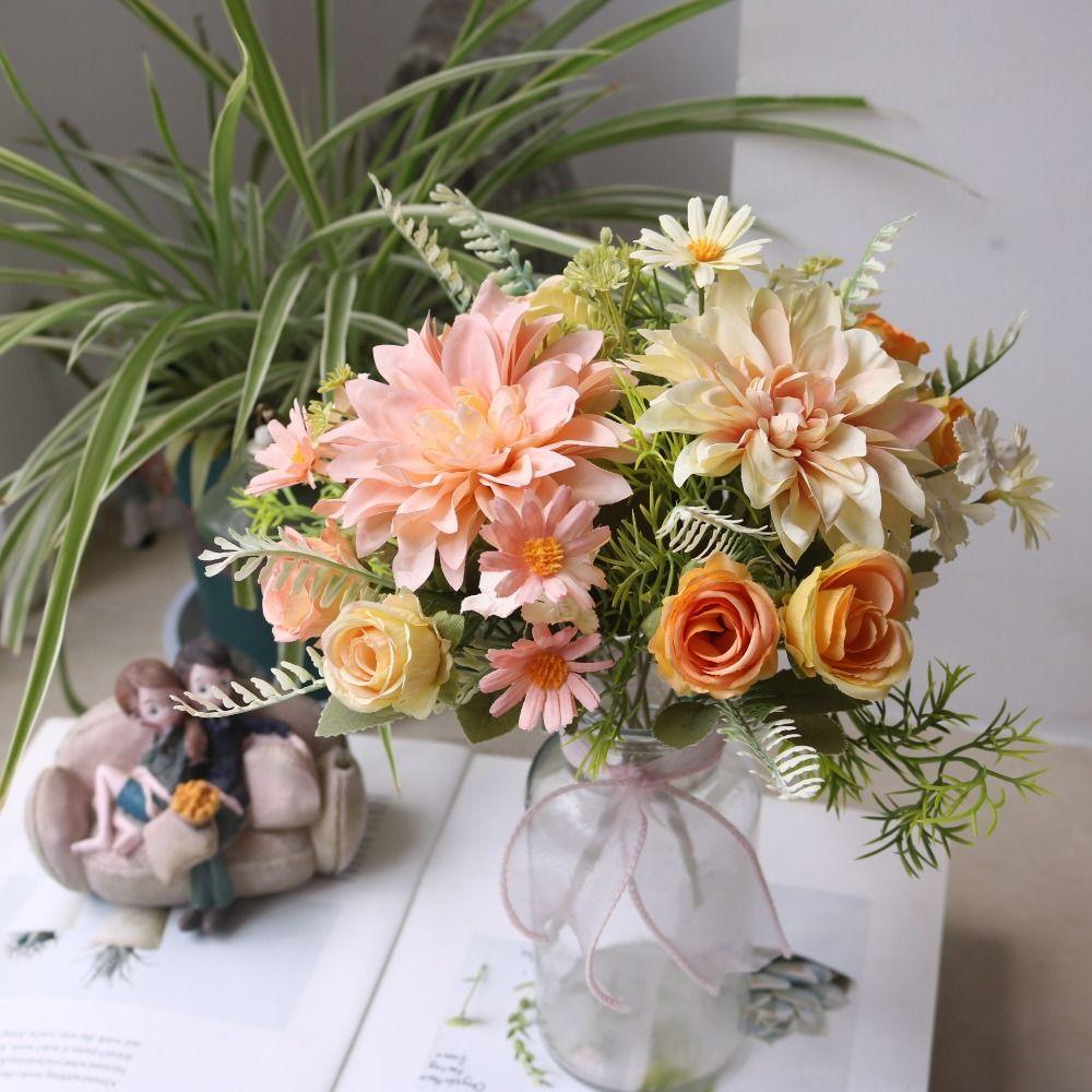 Silk Material Silk Dahlia Hydrangeas Design Fake Silk Flowers Party Wedding Decor  Home Decor