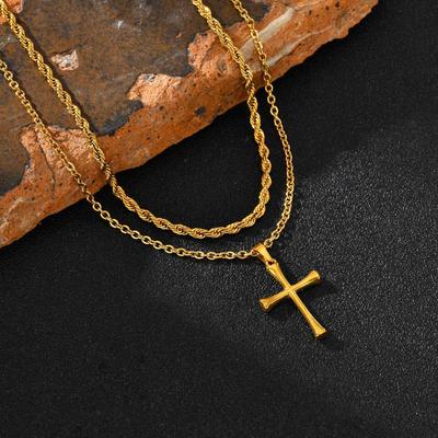 Minimalistische Edelstahl Halskette mit Kreuzanhänger und gedrehter Kette