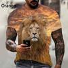 Fashion lion pattern printed men's T-shirt street fashion Harajuku round neck short sleeved plus size comfortable top