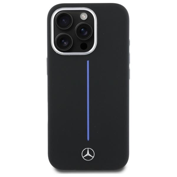 Mercedes Mehmp16L23Sumbk Iphone 16Pro 6.3 Czarny/Black Hardcase Silicone Blue Stripe Magsafe