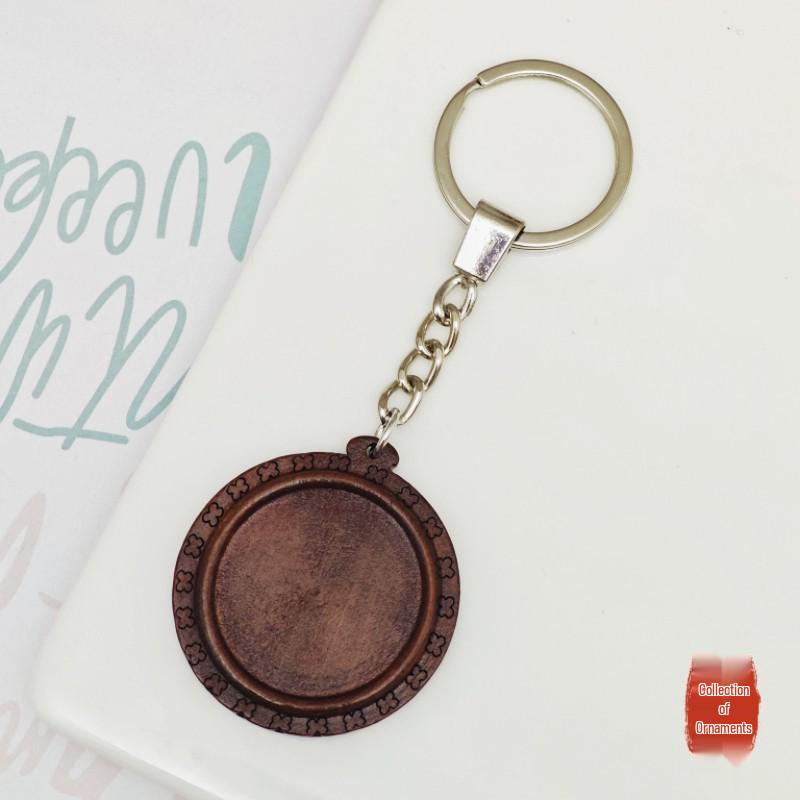 DIY Wooden Lace Base Keyring with Embroidery Kit & Snap Button