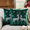 Reindeer Christmas Tree Gold Foil Pillowcase Autumn Winter Snowflake Embroidery Cushion Cover Decorative Pillow Case For Holiday Home Decor