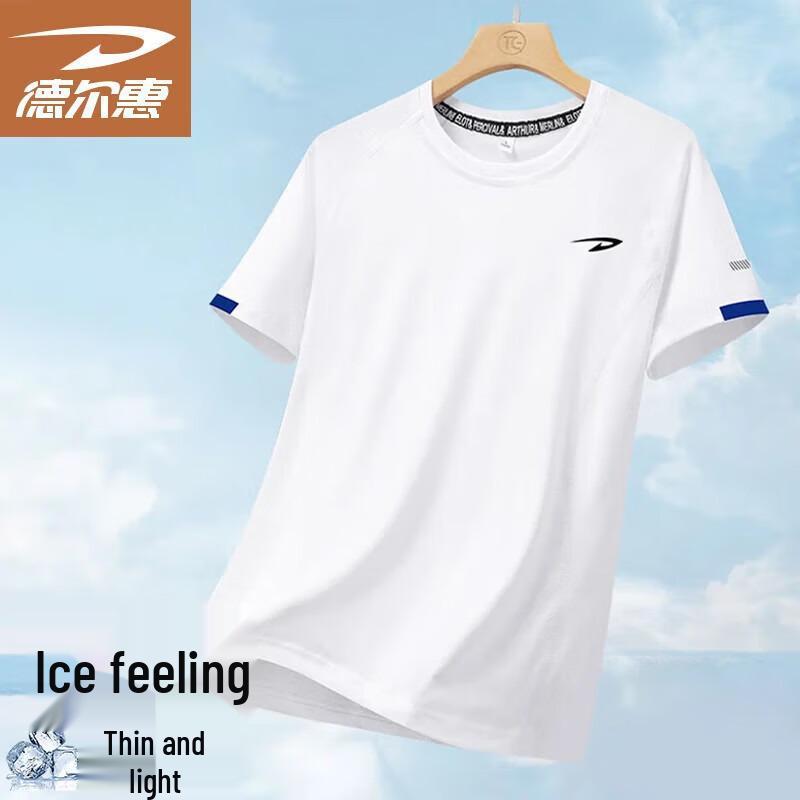 Deerhui Men s Summer Ice Silk Quick-Dry Breathable Short-Sleeve T-Shirt L