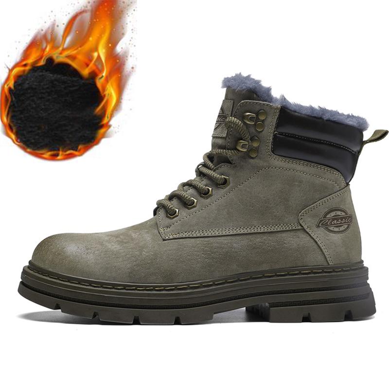 Pánské vysoké boty na volný čas Ručně vyráběné plyšové boty Ležérní boty Podzimní a zimní boty