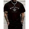 Men's Monaco Cote D'Azur T-Shirt , Soft Short Sleeve Tee, Round Neck Top Suitable for Daily & Vacation Wear, Casual Comfortable Menswear