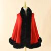 Großer Kragen aus Kunstkaninchenfell Winter Streetwear Umhang Damen Hochzeitsfeier Capes Dick Warmer Cardigan Outstreet Poncho Schal Mantel