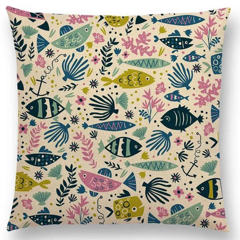 Niedliche kleine Tiere Blumenmuster Sofa Überwurf Kissenbezug Lieblicher Vogel Igel Reh Schwan Hase Kissenbezug