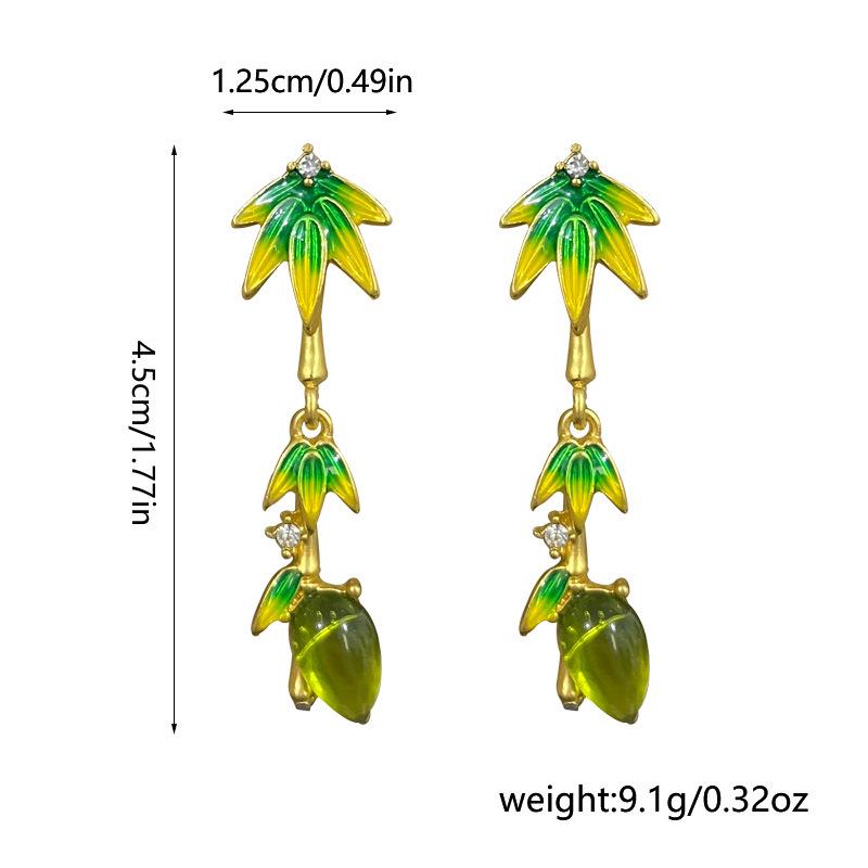 Chinese Retro Bamboo Tassel Necklace and Earring Set