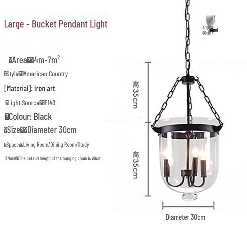 UOSU American Country Style Round Glass Pendant Light