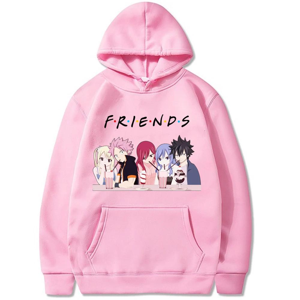 Harajuku Cartoon Fairy Tail Friends Print Hoodie Unisex Street Casual Hoodie Japan Anime Men Women Oversized Sweatshirts Trendy
