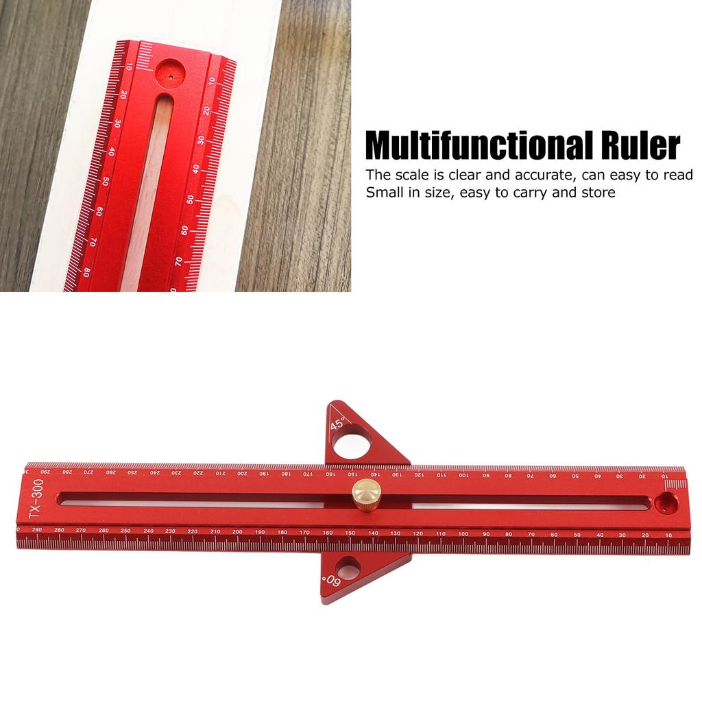Woodworking T Track Ruler Multifunctional Aluminum Alloy Portable Wood Measuring Angle Ruler
