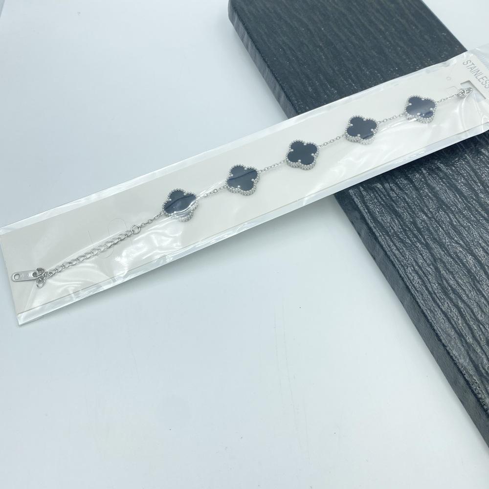 15MM Titanová ocel Čtyřlístek Pět květů Náramek Vysoce kvalitní Neztrácí barvu Dámský náramek