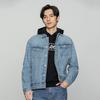 Lee 101+ Series SS22 Vintage Wash Letter Embroidered Denim Jacket Men jackets Medium-Blue LMT0015215DG00FA00513