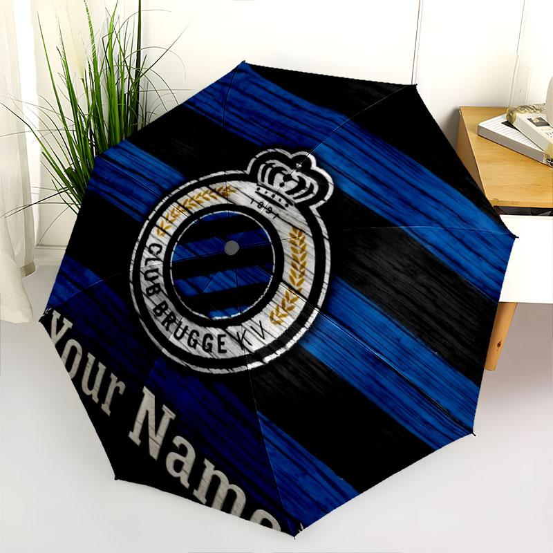 1 PC Automatic Folding Umbrella - Club Brugge KV Custom Name Pattern, Portable & Foldable Design with 8 Ribs, Christmas Birthday Gifts