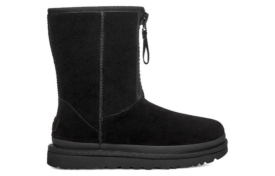 UGG Classic Short Zipper Tape Logo Boot 'Black' Women's 1144035-BLK