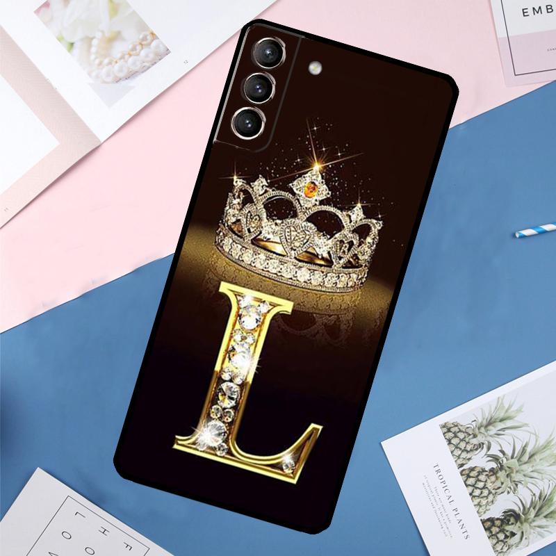 Letter Monogram Gold Marble Case For Samsung Galaxy S24 Ultra S21 S22 S23 S25 Ultra S9 S10 Plus S20 FE S23 FE Back Cover