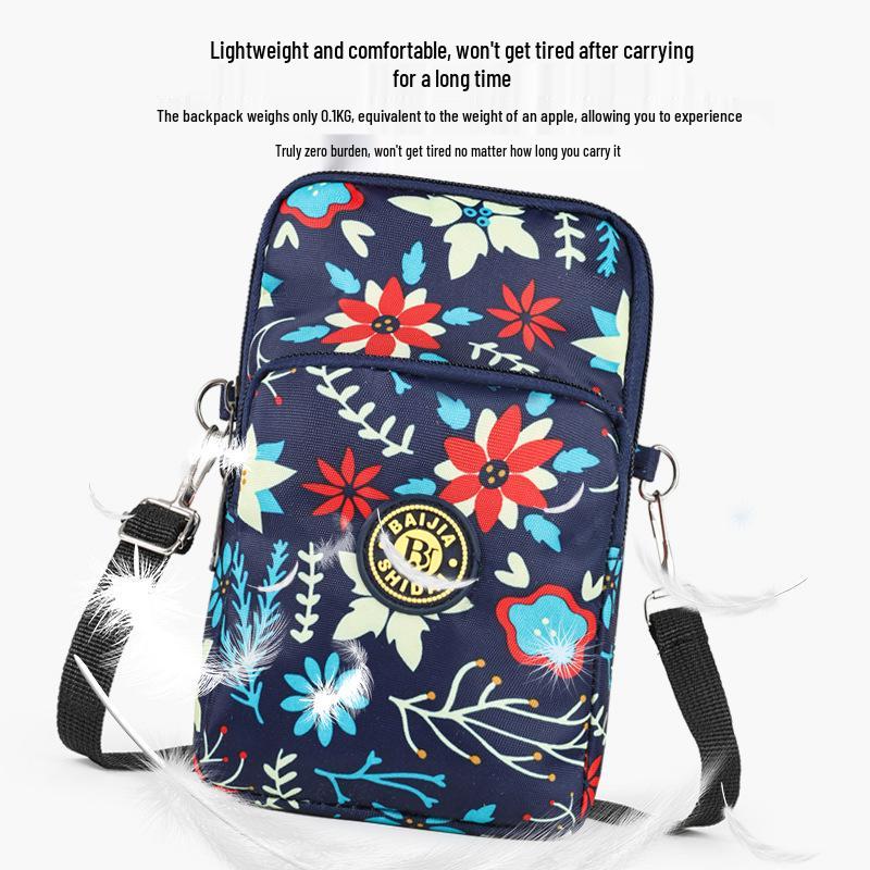 Women's Crossbody Nylon Mini Handbag - Mobile Phone & Coin Purse