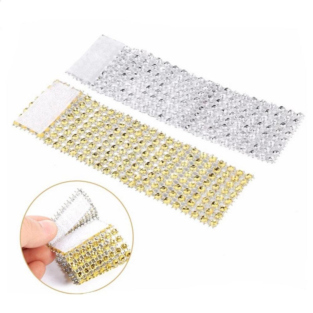 8-Row Rhinestone Napkin Rings Dazzling-Diamond Rhinestone Chair Sash Slips Formal Dinner Napkin Rings Stylish Table Settings