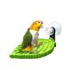 Percha para loro texturizada con hojas multicolor - Soporte antideslizante de resina con ventosa y percha para limar uñas